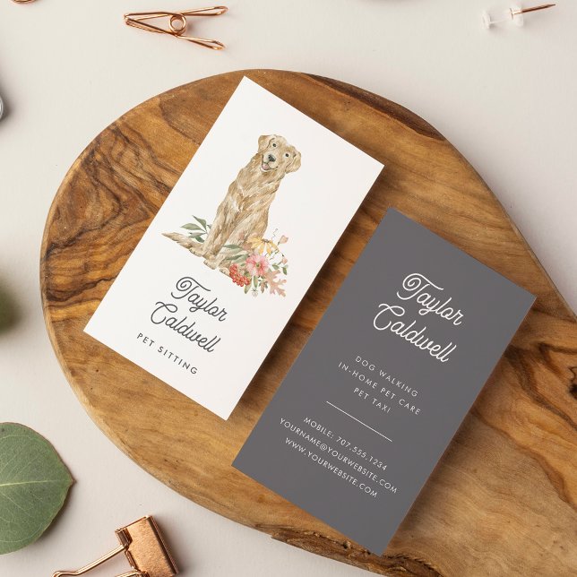 Valp för vattenfärgsBlommigt | DJUROMSORGA Visitkort (Skapare uppladdad)