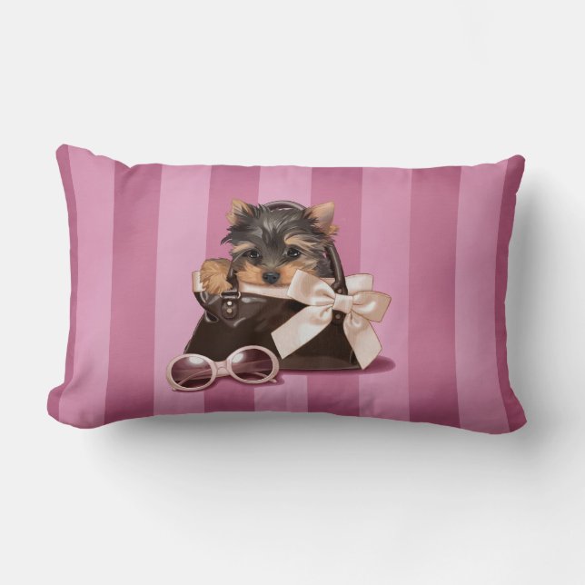 Valp för Yorkshire Terrier Lumbarkudde (Framsida)