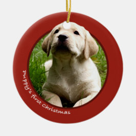 Valp första jul (den Labrador retrieveren) Julgransprydnad Keramik