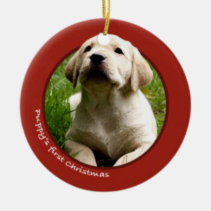 Valp första jul (den Labrador retrieveren) Julgransprydnad Keramik