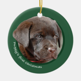 Valp första jul (den Labrador retrieveren) Julgransprydnad Keramik