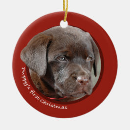 Valp första jul (den Labrador retrieveren) Julgransprydnad Keramik