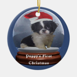 Valp första julprydnad julgransprydnad keramik