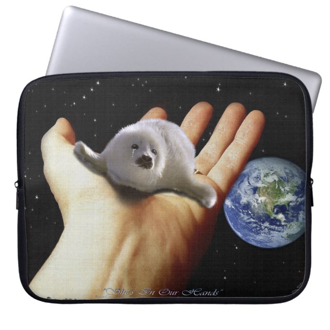 Valp, hand och planetjord laptop sleeve (Framsidan)