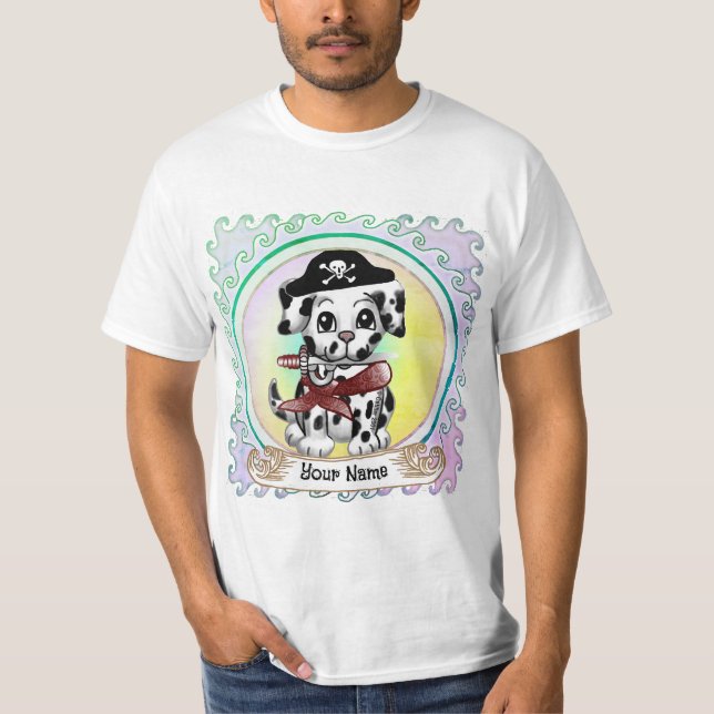 Valp Hund Sjörövare  T Shirt (Framsida)
