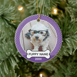 Valp Jul Foto Polkagris Lila Julgransprydnad Keramik