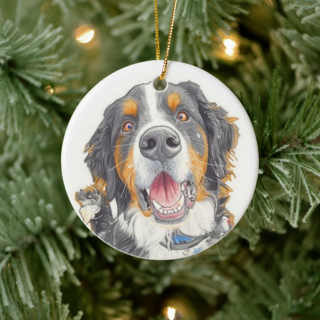 Valp julklapp julgransprydnad keramik (Träd)