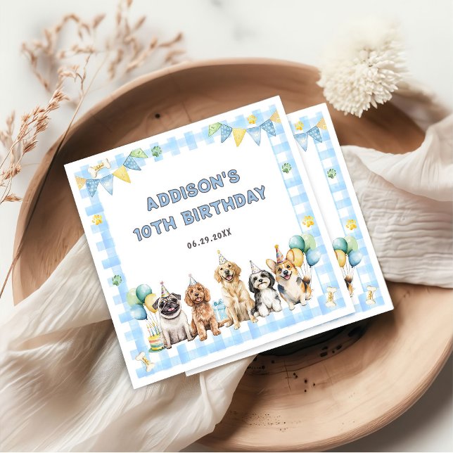 Valp kallar alla Pawty-djur Födelsedag Pappersservett (Skapare uppladdad)
