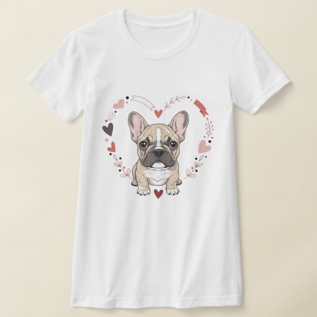 Valp Kärlek Frenchie T Shirt (Laydown)