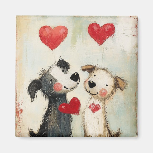 Valp Kärlek, hund valentin, Magnet (Framsidan)