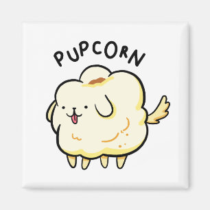 Valp-maj Popcorn Puppy Hund Pun Magnet