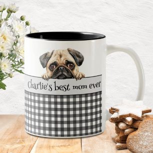 Valp Mamma Vattenfärg Puggle Custom Två-Tonad Mugg