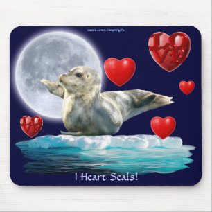 Valp, Måne & Hearts Mousepad mot säljakt Musmatta