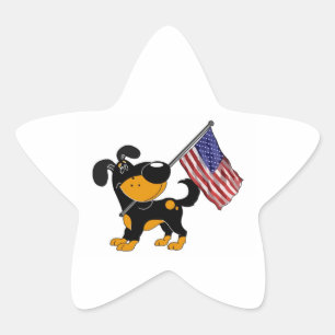 Valp med flagga stjärnformat klistermärke