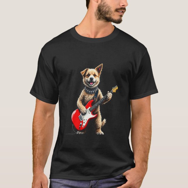 Valp med gitarr t shirt (Framsida)