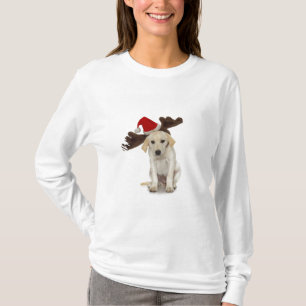 Valp med Santa hatt- och renöron Tee Shirt