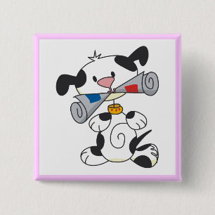 Valp med tidningsT-tröja och gåvor Knapp