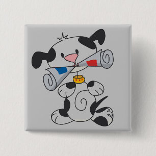 Valp med tidningsT-tröja och gåvor Knapp