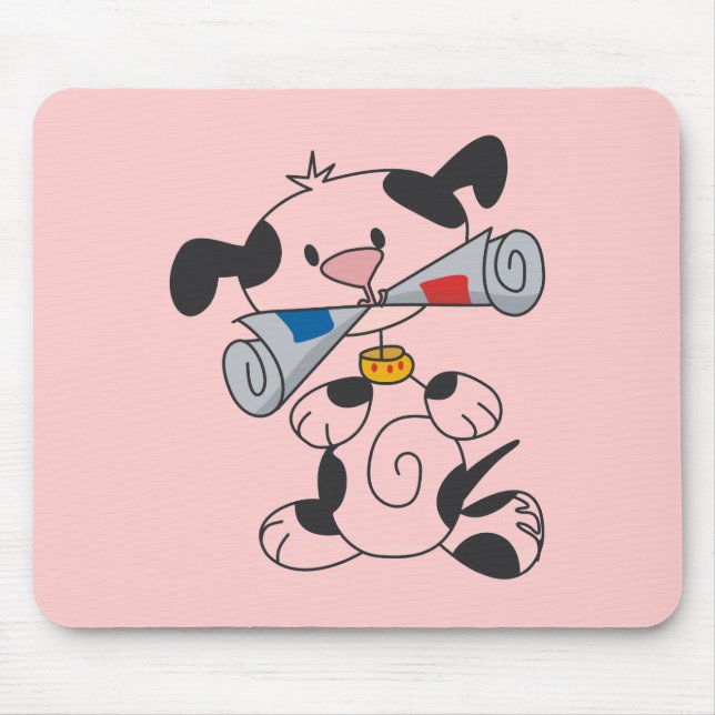 Valp med tidningsT-tröja och gåvor Musmatta (Framsidan)