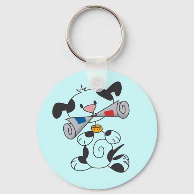 Valp med tidningsT-tröja och gåvor Nyckelring (Framsida)