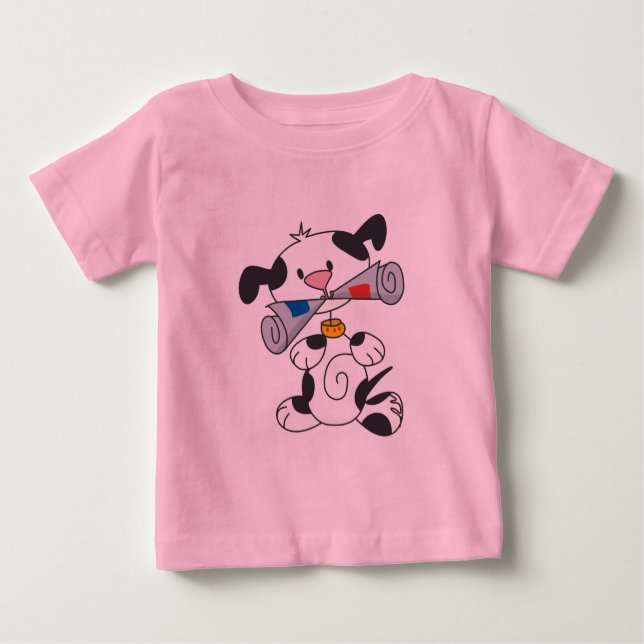 Valp med tidningsT-tröja och gåvor Tee (Framsida)