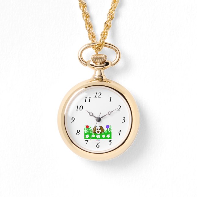 Valp N Play Guld Necklace Watch Armbandsur (Framsida)