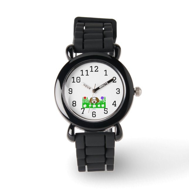 Valp N Play Kids Black Silicone Watch Armbandsur (Framsida)
