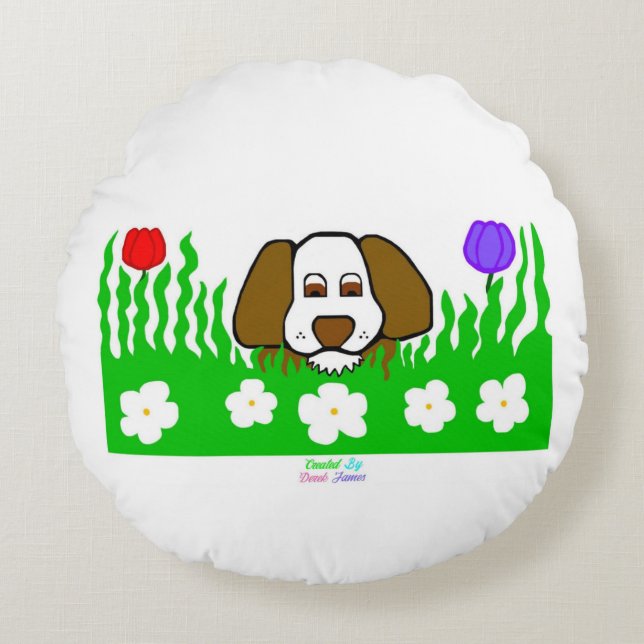 Valp N Play Round Dekorativ kudde (Framsidan)