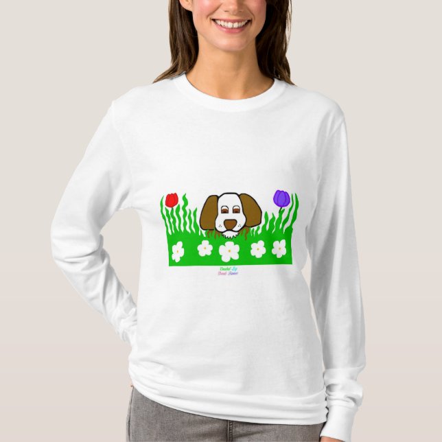 Valp N Spela kvinnors Långärmad Shirt T (Framsida)
