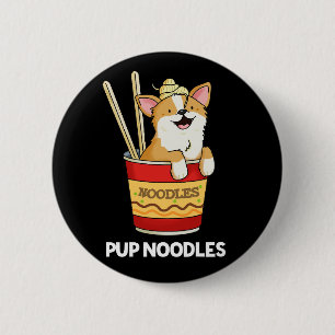 Valp Noodles Funny Kopp Noodles Pun Mörk BG Knapp