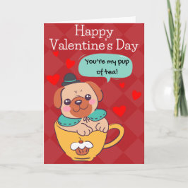 Valp på Te Rolig Hund Alla Hjärtans Dag Kort