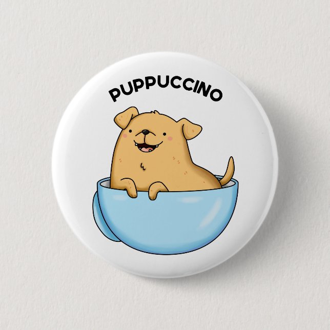 Valp-puccino Funny Cappuccino Pun Knapp (Framsida)