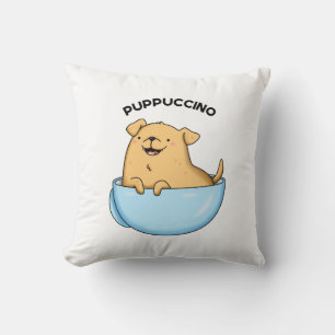 Valp-puccino Funny Cappuccino Pun Kudde