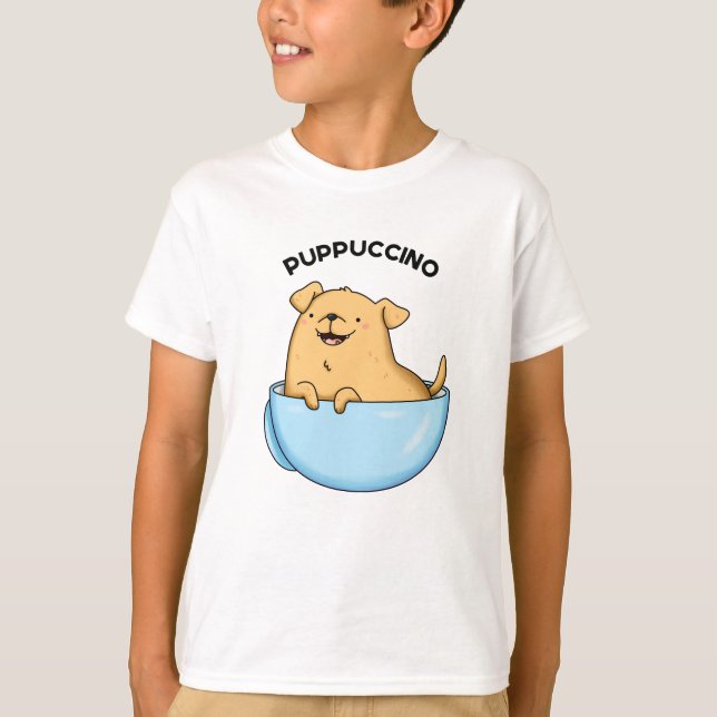 Valp-puccino Funny Cappuccino Pun T Shirt (Framsida)