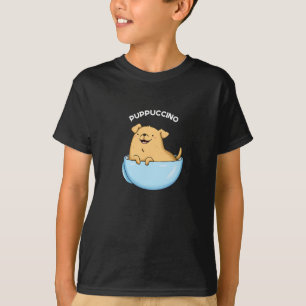 Valp-puccino Funny Doggy Cappuccino Pun Mörk BG T Shirt