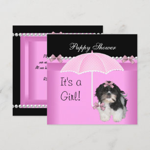 Valp Shower Söt Hund Rosa Inbjudningar