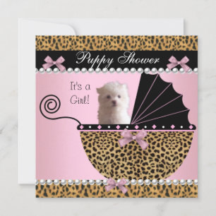Valp Shower Söt Hund Rosa Leopard