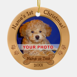 Valp smyckar första jul 2 FOTO, TEXT Julgransprydnad Keramik