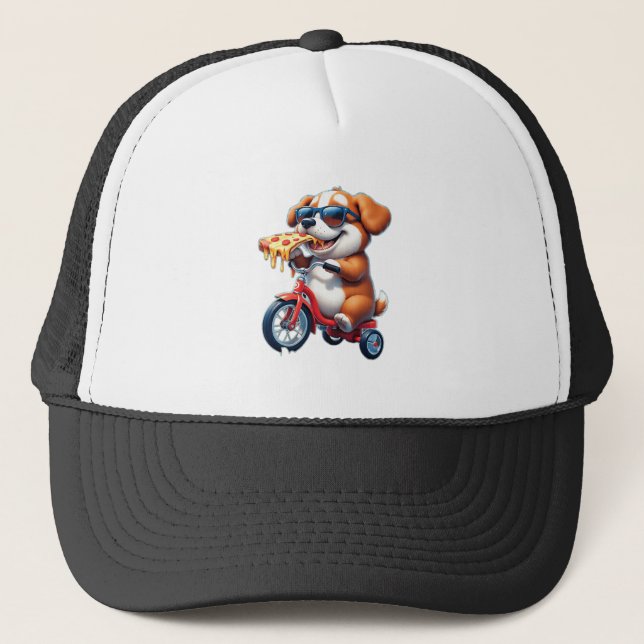 valp som cyklar och äter pizza keps (Framsida)