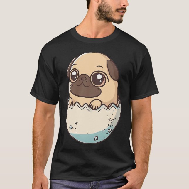 valp som kläcks från ett ägg, kawaii chibi-valp me t shirt (Framsida)