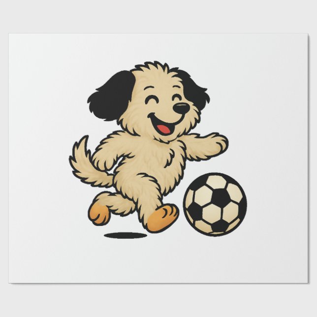 Valp som spelar fotboll presentpapper (Platt)