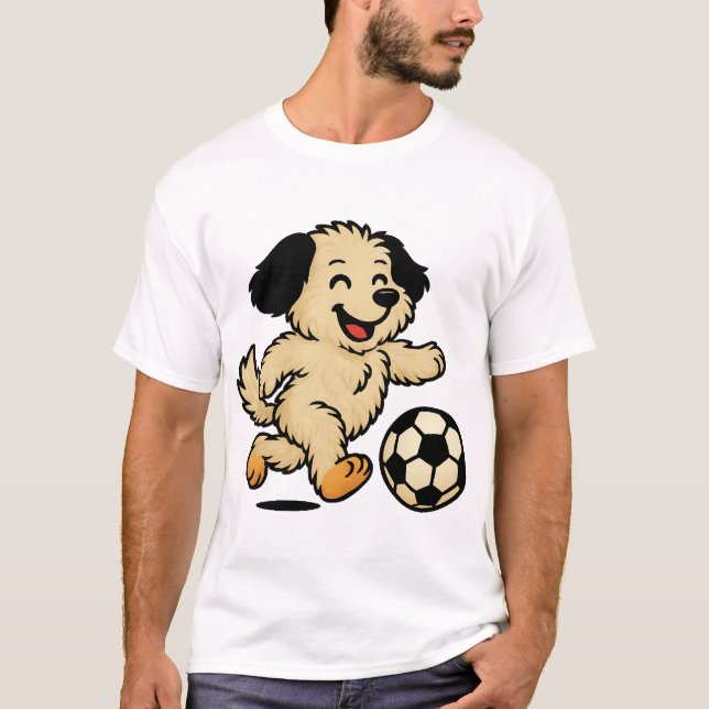 Valp som spelar fotboll t shirt (Framsida)