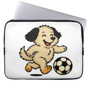 Valp spelar fotboll laptop fodral