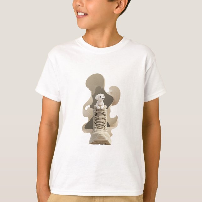 Valp Stövel Äventyr Barn T Shirt (Framsida)