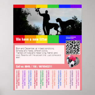 Valp till salu flygblad med QR-kod Poster