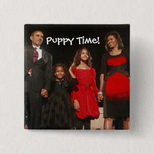 Valp Time för de Obama flickorna Knapp