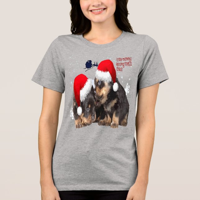 Valp Vit jul med tomte släd  T Shirt (Framsida)