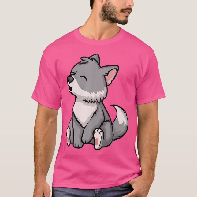 Valp Whelp Varg Anime Chibi Kawaii Japansk Funny T Shirt (Framsida)