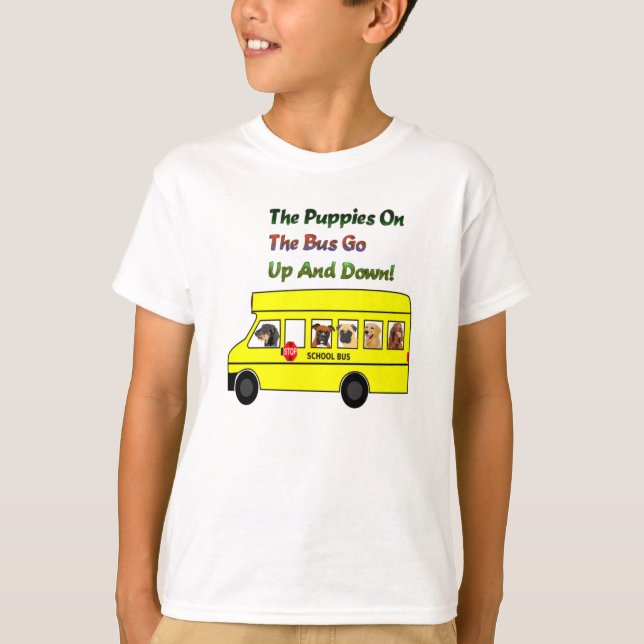 Valpar på skolbussen lurar T-tröja Tee Shirt (Framsida)