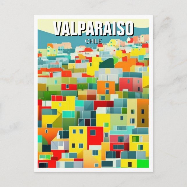 Valparaiso Chile Abstrakt Teckning Vykort (Framsida)